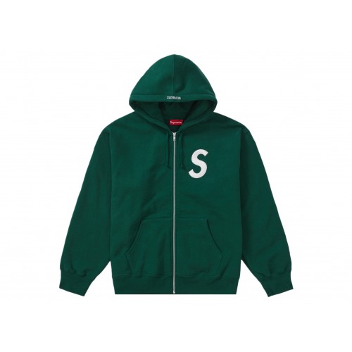 Оригинальный шмот Supreme S Logo Zip Up Hooded Sweatshirt Dark Green