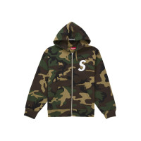 Supreme S Logo Zip Up Hooded Sweatshirt (FW25) Woodland Camo