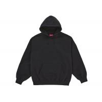 Supreme Satin Appliqué Hooded Sweatshirt (FW25) Black
