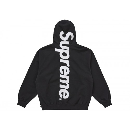 Supreme Satin Appliqué Hooded Sweatshirt (FW25) Black