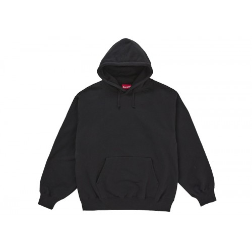 Supreme Satin Appliqué Hooded Sweatshirt (FW25) Black