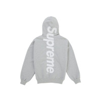 Supreme Satin Applique Hooded Sweatshirt (SS26) Heather Grey