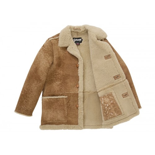 Supreme Schott Shearling Coat Tan