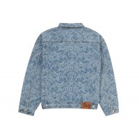 Supreme Script Jacquard Denim Trucker Jacket Washed Blue