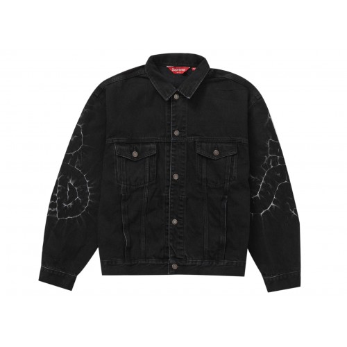 Оригинальный шмот Supreme Shibori Denim Trucker Jacket Black - 70см