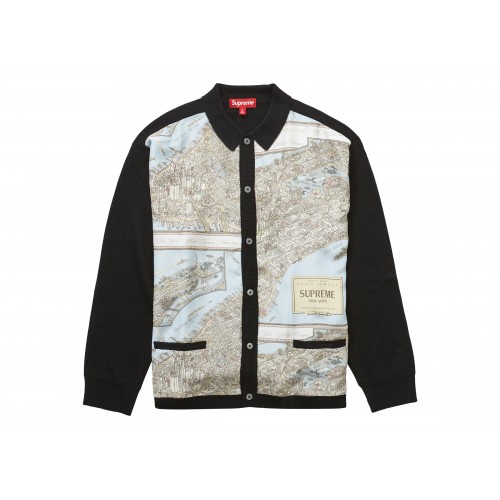 Оригинальный шмот Supreme Silk Map Cardigan Black