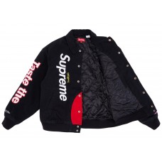 Supreme Skittles Mitchell & Ness Varsity Jacket Black