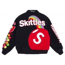 Supreme Skittles Mitchell & Ness Varsity Jacket Black