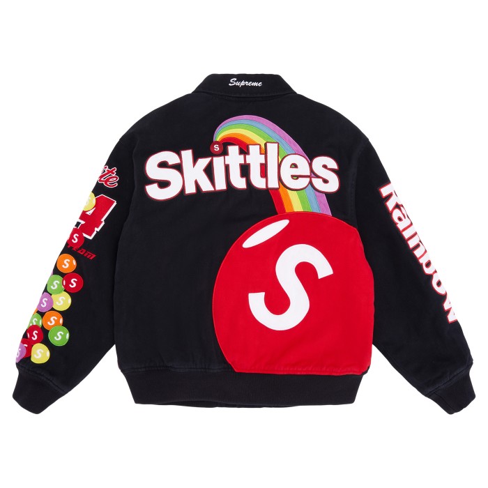 Supreme Skittles Mitchell Ness Varsity Jacket Black