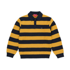 Supreme Small Box Sweater Polo Navy Stripe
