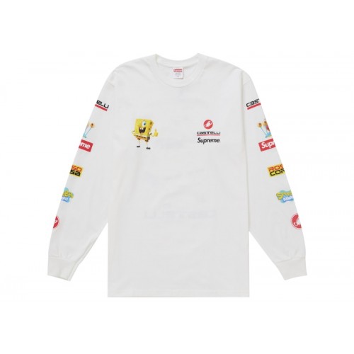 Supreme x Spongebob Squarepants x Castelli Racing Long-Sleeve Tee White
