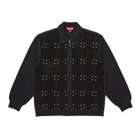 Supreme Studded Suede Zip Up Cardigan Black