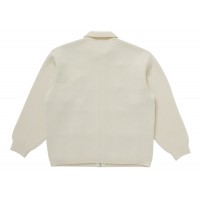 Supreme Studded Suede Zip Up Cardigan White