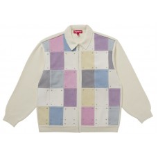 Supreme Studded Suede Zip Up Cardigan White