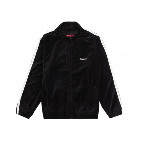 Оригинальный шмот Supreme Studded Velour Track Jacket Black - 70см