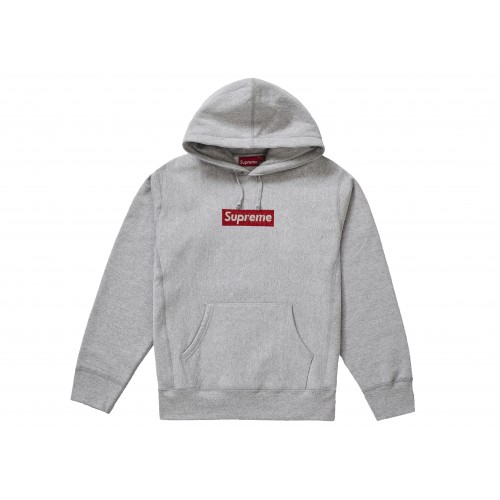 Оригинальный шмот Supreme Swarovski Box Logo Hooded Sweatshirt Heather Grey