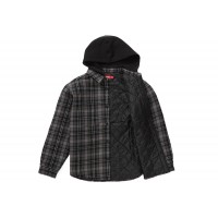 Supreme Tartan Flannel Hooded Shirt Black