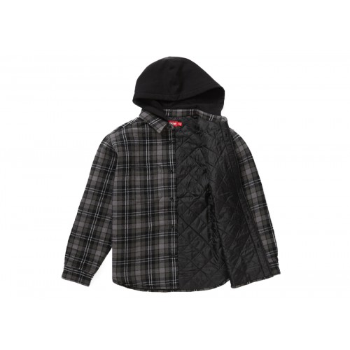 Оригинальный шмот Supreme Tartan Flannel Hooded Shirt Black