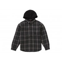 Supreme Tartan Flannel Hooded Shirt Black