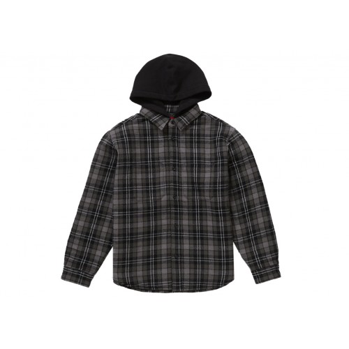 Оригинальный шмот Supreme Tartan Flannel Hooded Shirt Black