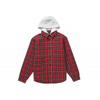 Supreme Tartan Flannel Hooded Shirt Red