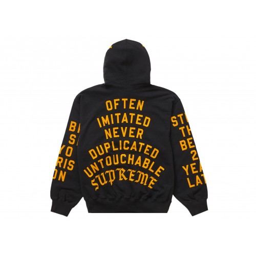 Оригинальный шмот Supreme Team Flocked Hooded Sweatshirt Black - 70см