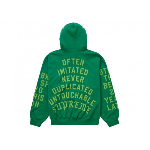 Оригинальный шмот Supreme Team Flocked Hooded Sweatshirt Green - 70см