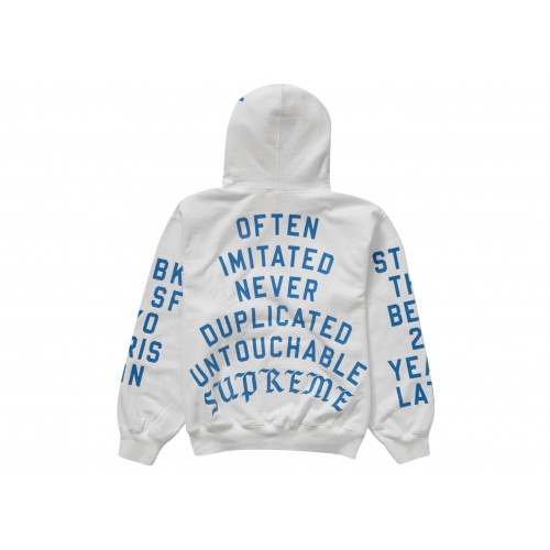 Оригинальный шмот Supreme Team Flocked Hooded Sweatshirt White - 70см