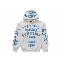 Supreme Team Flocked Hooded Sweatshirt White