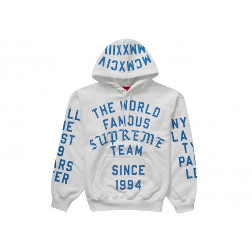 Оригинальный шмот Supreme Team Flocked Hooded Sweatshirt White - 70см
