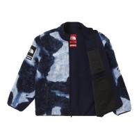 Supreme The North Face Bleached Denim Print Fleece Jacket Indigo