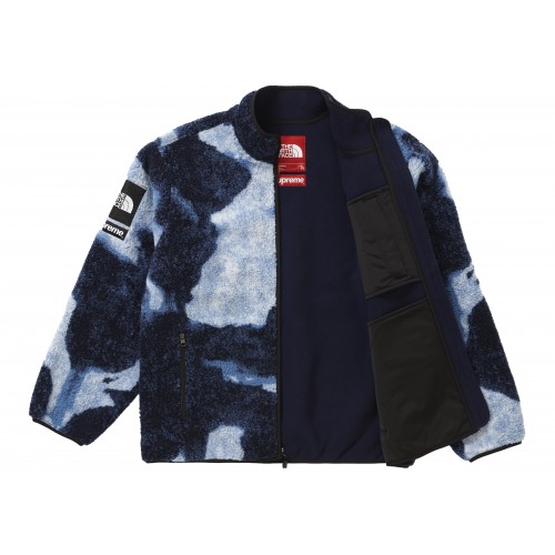Оригинальный шмот Supreme The North Face Bleached Denim Print Fleece Jacket Indigo - 70см