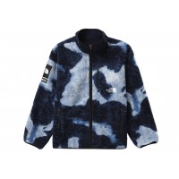 Supreme The North Face Bleached Denim Print Fleece Jacket Indigo