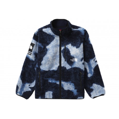 Оригинальный шмот Supreme The North Face Bleached Denim Print Fleece Jacket Indigo - 70см