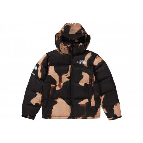 Оригинальный шмот Supreme The North Face Bleached Denim Print Nuptse Jacket Black - 70см