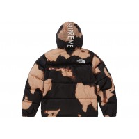 Supreme The North Face Bleached Denim Print Nuptse Jacket Black