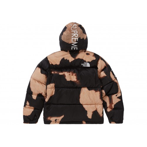 Оригинальный шмот Supreme The North Face Bleached Denim Print Nuptse Jacket Black - 70см