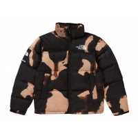 Supreme The North Face Bleached Denim Print Nuptse Jacket Black