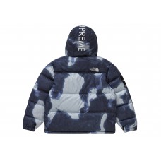 Supreme The North Face Bleached Denim Print Nuptse Jacket Indigo