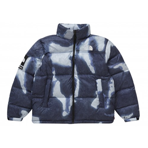 Оригинальный шмот Supreme The North Face Bleached Denim Print Nuptse Jacket Indigo - 70см