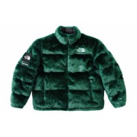 Supreme The North Face Faux Fur Nuptse Jacket Green