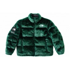 Supreme The North Face Faux Fur Nuptse Jacket Green