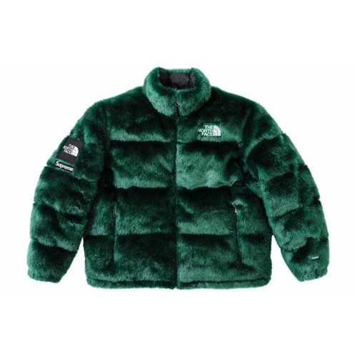 Supreme x The North Face Faux Fur Nuptse Jacket Green