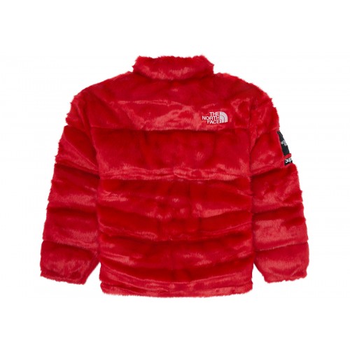 Оригинальный шмот Supreme The North Face Faux Fur Nuptse Jacket Red - 70см