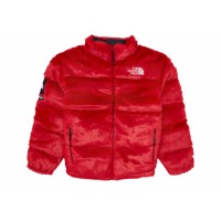 Supreme The North Face Faux Fur Nuptse Jacket Red