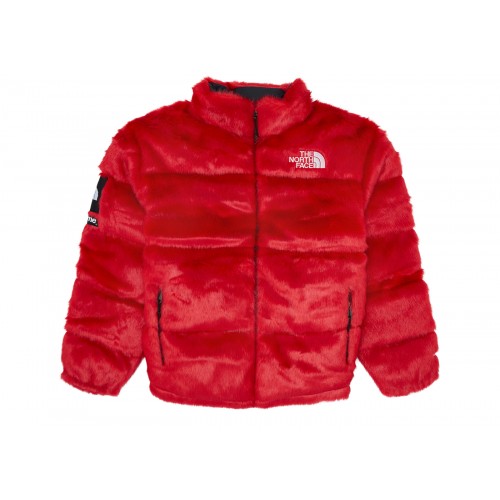 Оригинальный шмот Supreme The North Face Faux Fur Nuptse Jacket Red - 70см