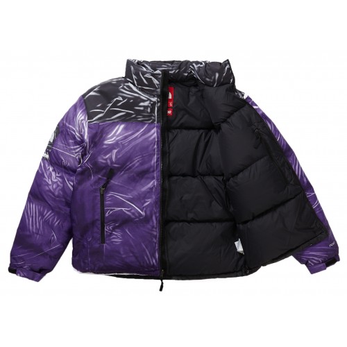 Оригинальный шмот Supreme The North Face Printed Nuptse Trompe Loeil Jacket Purple - 70см
