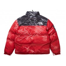 Supreme The North Face Printed Nuptse Trompe Loeil Jacket Red