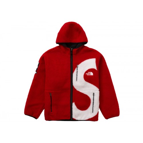 Supreme x The North Face S Logo Hooded Fleece Jacket Red