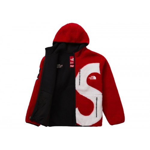Supreme x The North Face S Logo Hooded Fleece Jacket Red